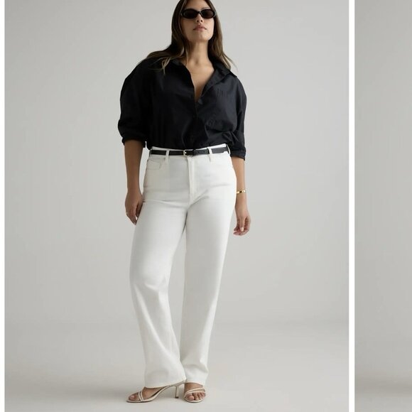 Quince Bella Stretch Straight High Rise Jeans Cloud White Size 32 - Picture 1 of 11